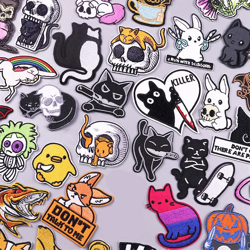 

Термоклейкие нашивки с рисунком животных, патчи для одежды с вышивкой «кошка», «сделай сам» на липучке