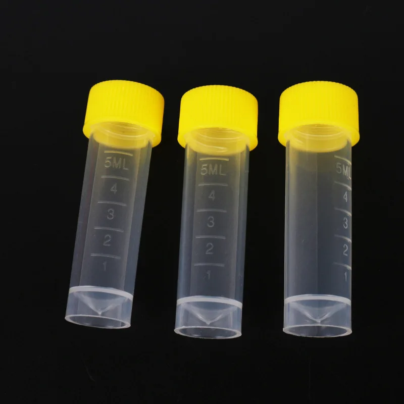 5mL laboratory Tube Freezing Tubes Pipe With Screw Cryopreserved And Calibration Frosted , 100pcs