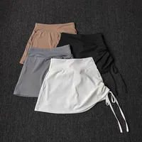 Women's Yoga Shorts Fake Two Piece Sports Pants Skirt Elastic Hip Lifting Slim Fit Gym Sports Short Leggings Yoga Shorts