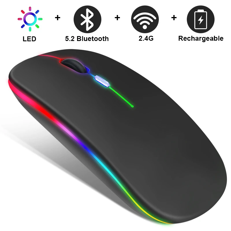 cheap wireless gaming mouse Wireless Mouse RGB Bluetooth Gaming Mouse for Computer Silent Rechargeable Ergonomic Mause with LED Backlit USB Mouse for Laptop silent computer mouse