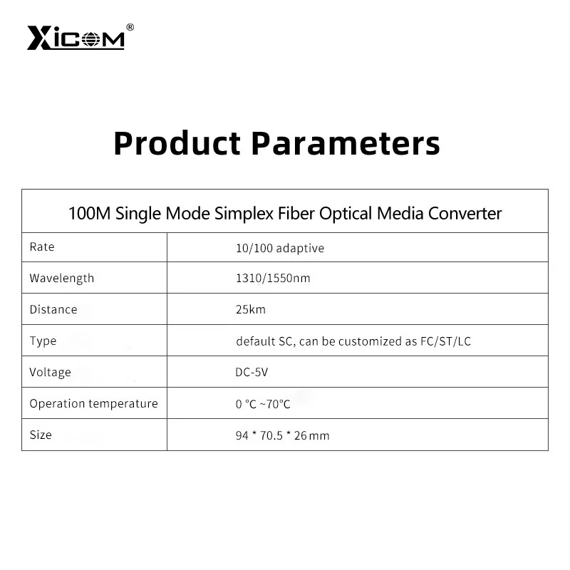 10/100M Fiber Optical Media Converter 1310/1550nm 25KM SC Optical Fiber Switch Single Fiber Converter Simplex Fiber Transceiver