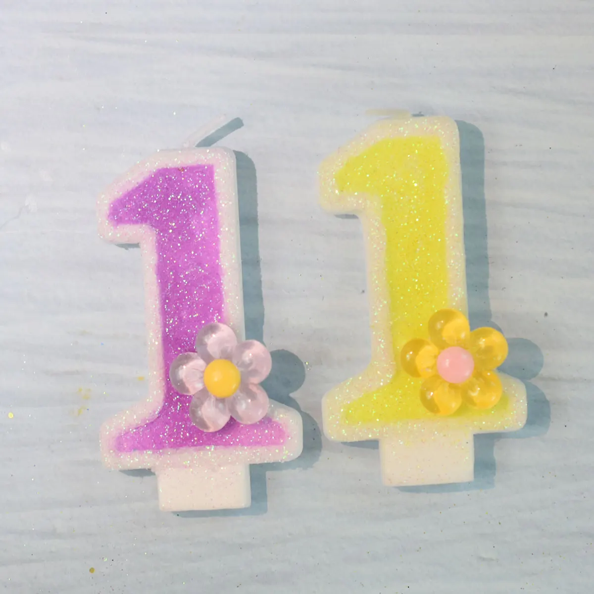 Bougie à paillettes violette jaune, fleur pour fille, douce fête  d'anniversaire, garniture de gâteau, Dessert de mariage, Cupcake,  fournitures de pâtisserie, décoration - AliExpress