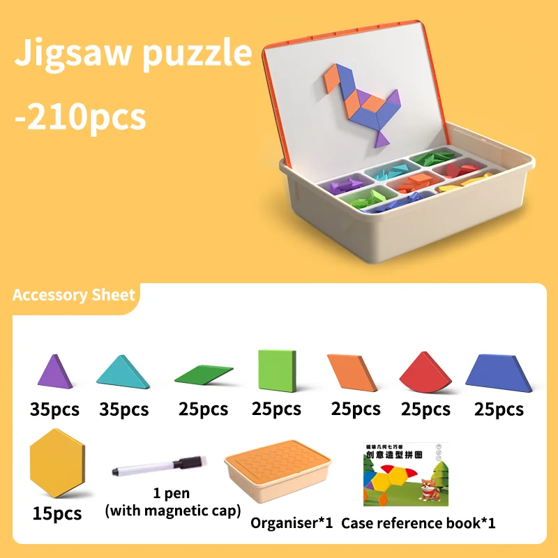 Montessori Learning Education Children's Toys Geometric Shapes Tangram Board Magnetic Jigsaw Puzzle Game For Kids Christmas Gift