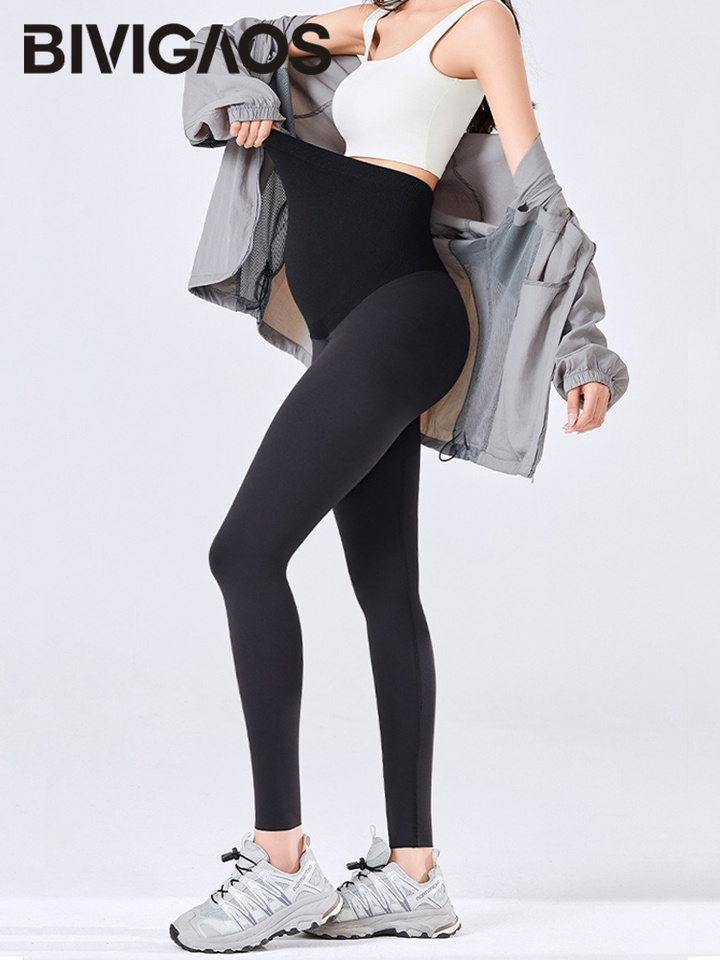 BIVIGAOS Spring Thin High Elasticity Pregnant Leggings Women Belly Support Slim Comfortable Casual Maternity Pants Expectant
