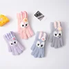 5-12 Years Winter Children Girl Gloves Knitted Warm Soft Cartoon Rabbit Full Finger Gloves Kids Outdoor Lovely Girl Mittens 2