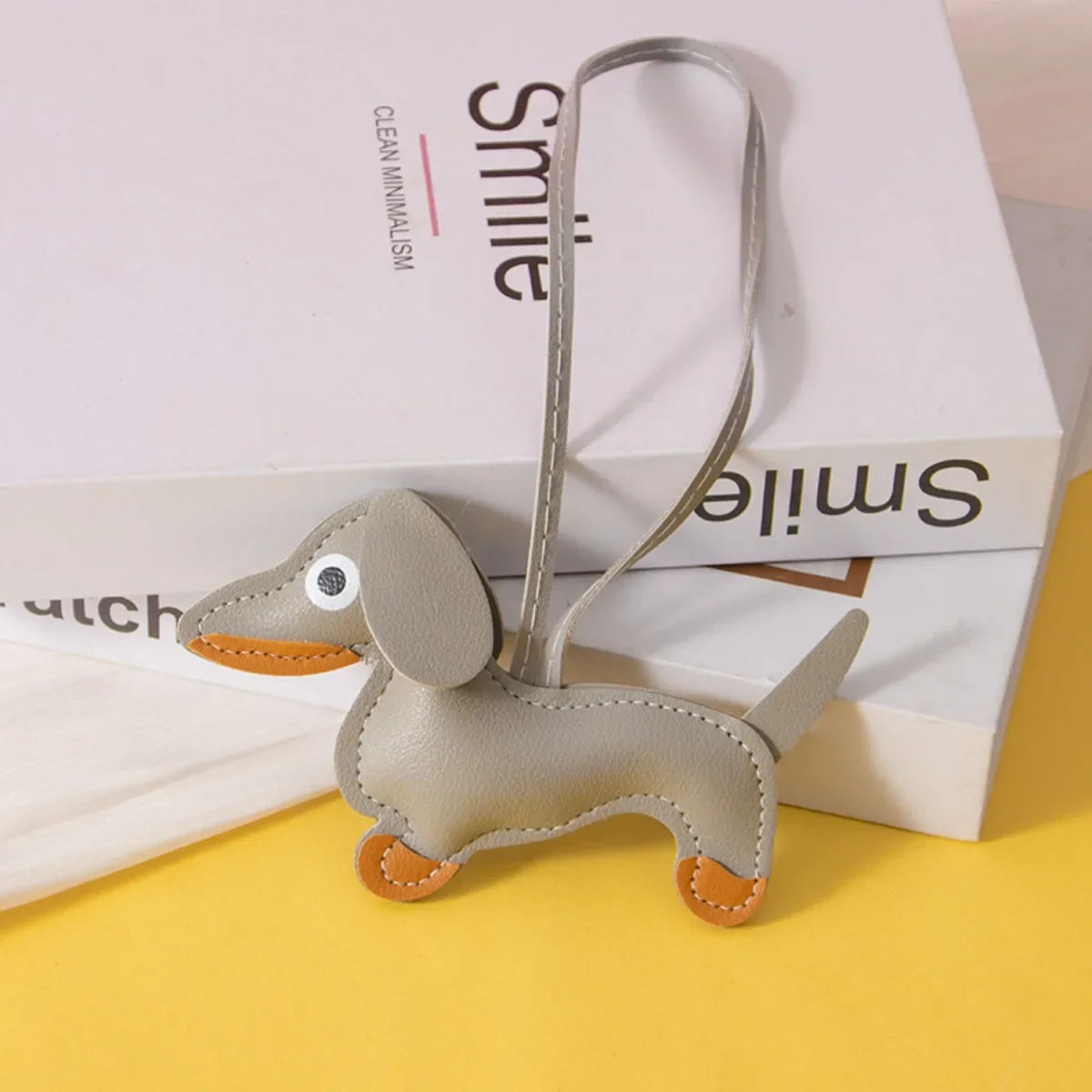 Dachshund Keychain Leather Charm - Detail Shot 8