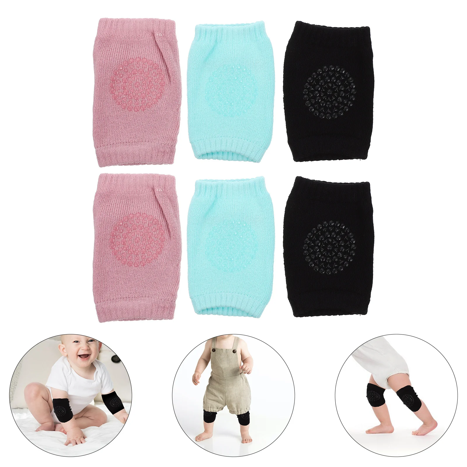 

3 Pairs Knee Brace for Sports Protective Gear Baby Protectors Unisex Toddler Elbow Sleeve Pad Crawling