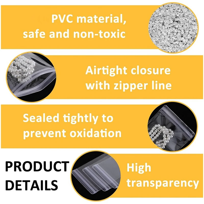 80 Pcs Jewelry Bags PVC Plastic Packing Storage Pouch Self Seal Jewelry Pouch Zipper Bag Anti Oxidizing Lock Pouches 4