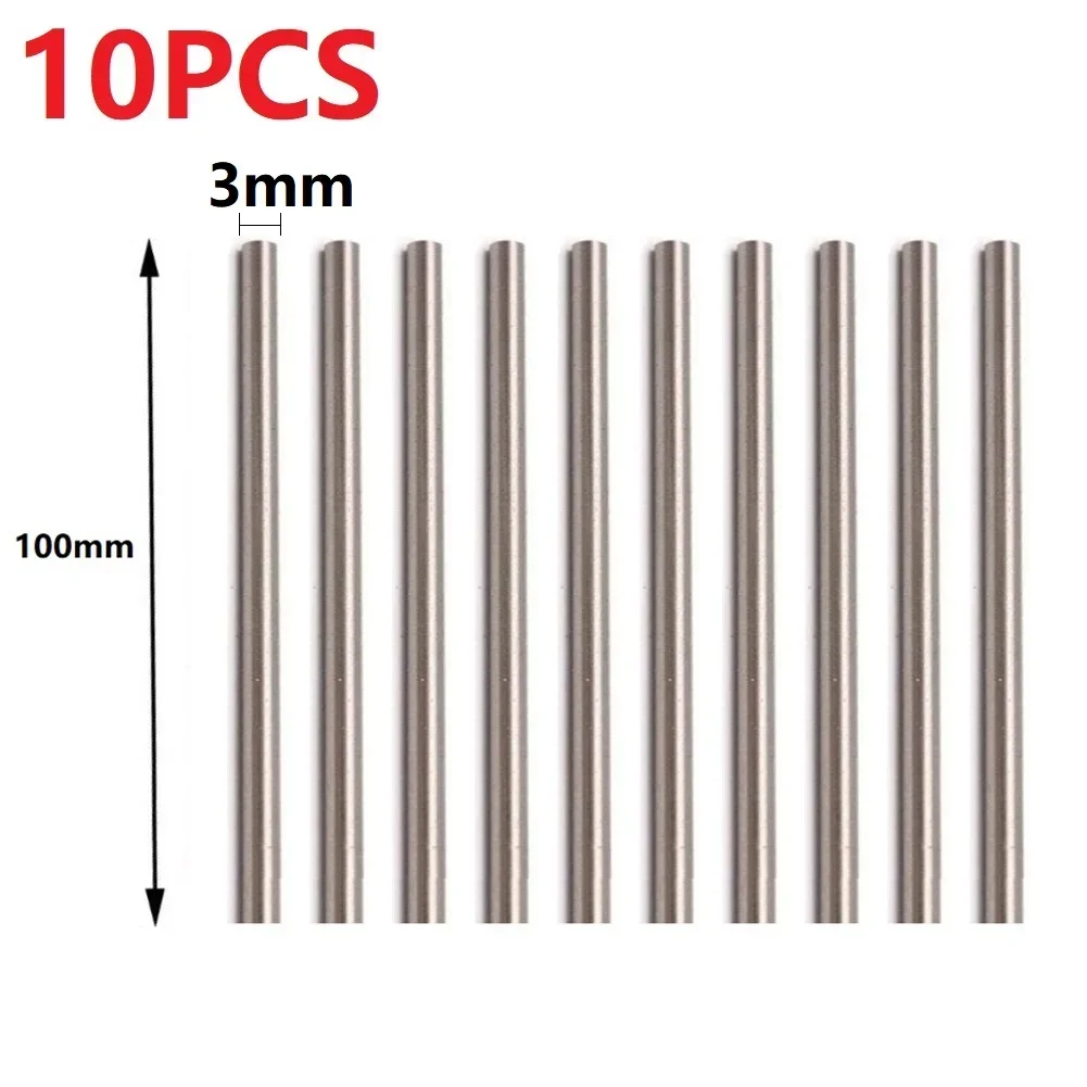 10pc Solid Round Rod Lathe Bar 1mm-4mm Shaft DIY Craft Tool Linear Shaft 100mm Carving Cutter Tool Parts Silver