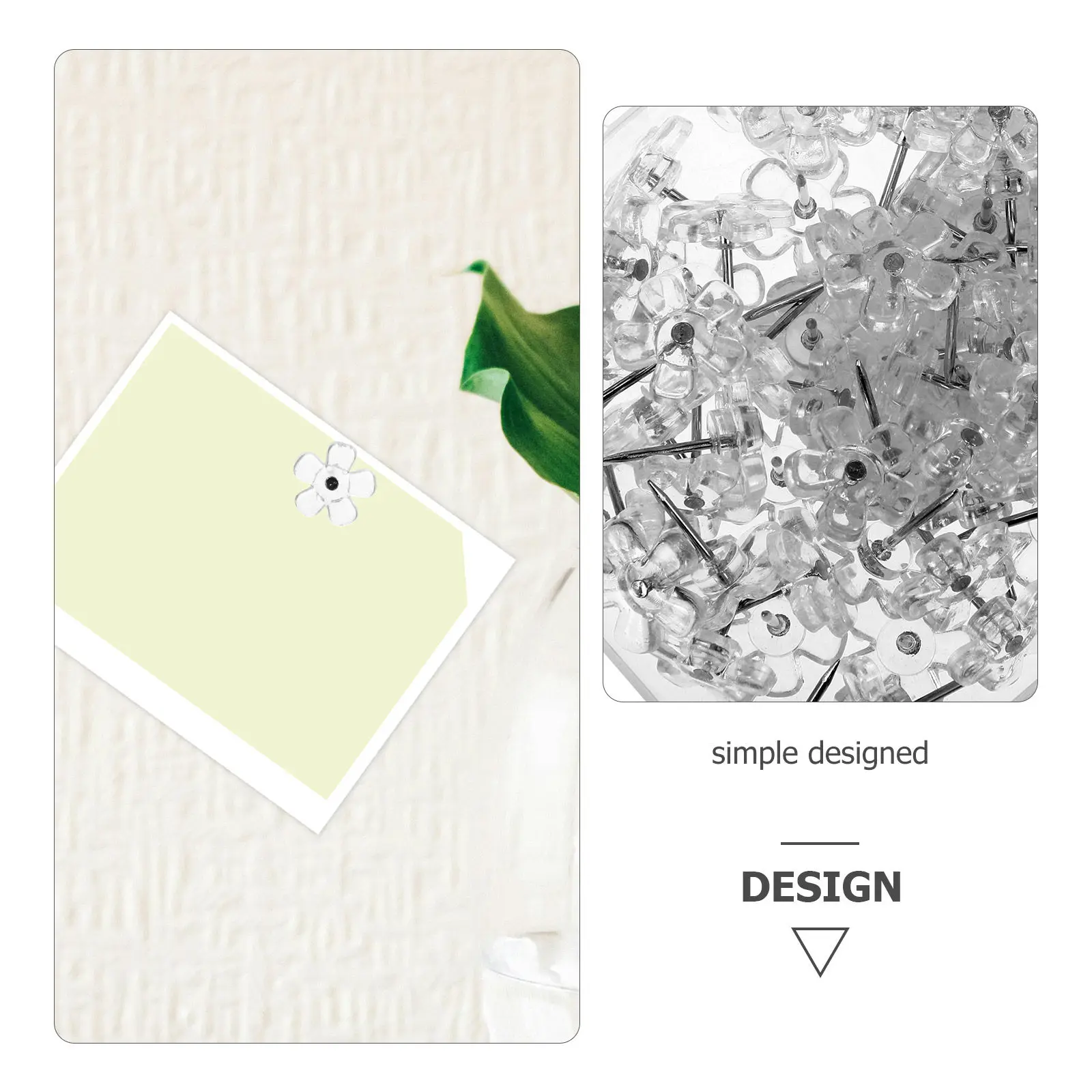 100개 투명 꽃 모양 푸시핀, 사무실 큐비클 코르크 보드 벽걸이 사진핀, 아트워크 보드용 인체공학적 푸시핀