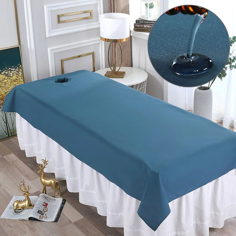 Beauty Salon Bed Sheet Waterproof Oil Resistant Breathable Perforated Flat for Spa Clubs