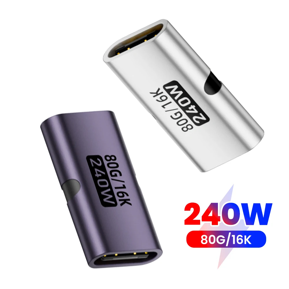 Konwerter PD 240W USB C na USB C do szybkiego ładowania, adapter danych USB C o wysokiej prędkości 80 Gbps do Macbooka, projekcja wideo 16K@60Hz