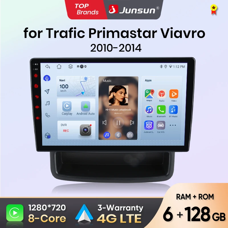 Junsun Car Radio for Renault Trafic Opel Vivaro Nissan Primastar 2010-2014 CarPlay Android Auto FM RDS DSP GPS Multimedia