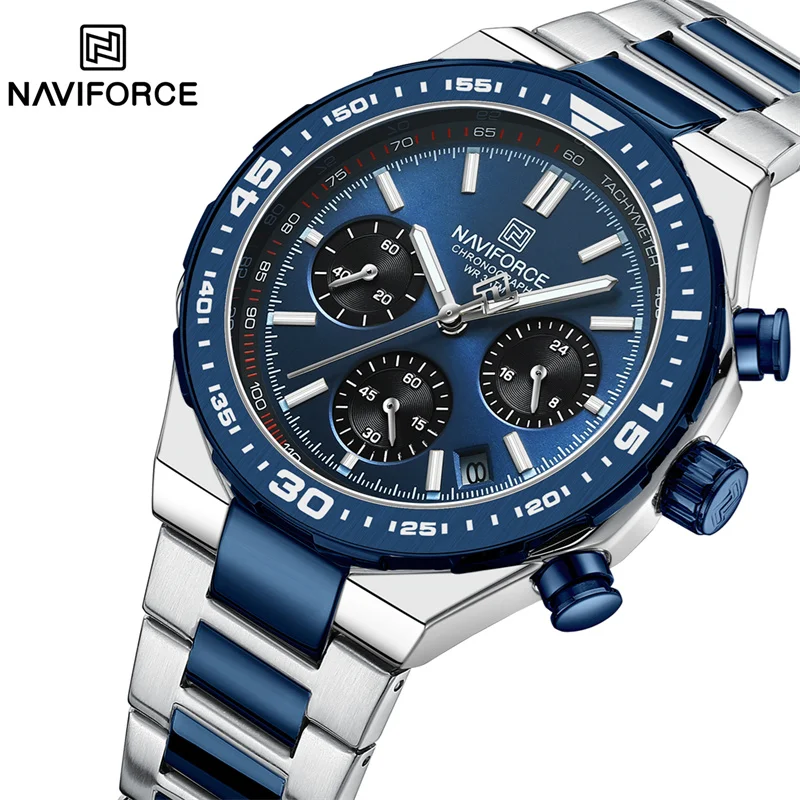 

NAVIFORCE Men's Watch Fashion Sport Stainless Steel Band Clock Luxury Waterproof Date Quartz Wristwatches Relogio Masculino 2024