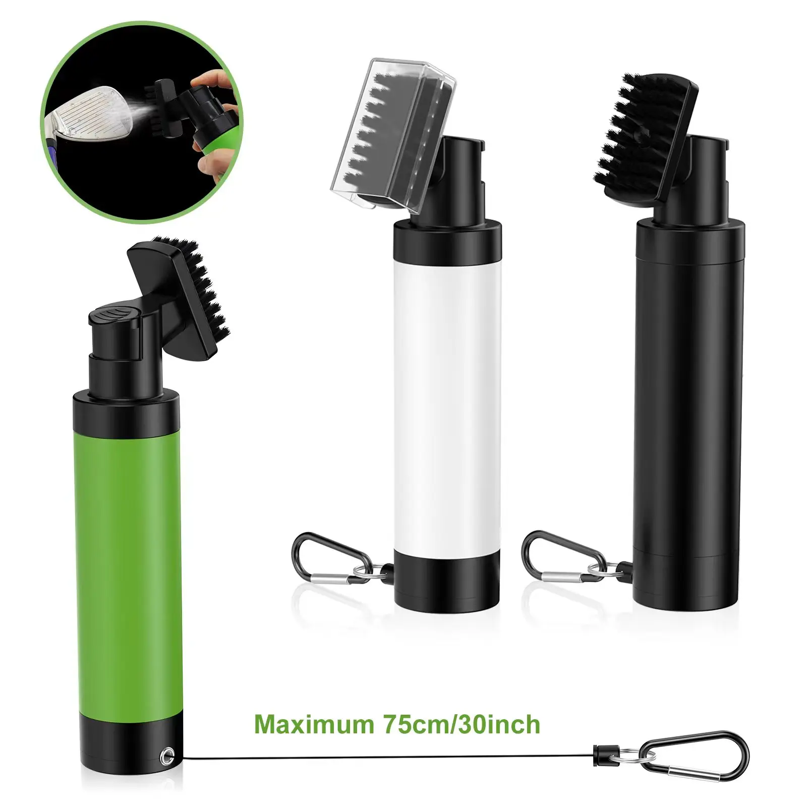 Splash Golf Water Brush Retractable Brush Nylon-Bristles Head Wide Cleaning Coverage Anti-Leak Reservoir Tube golf water brush