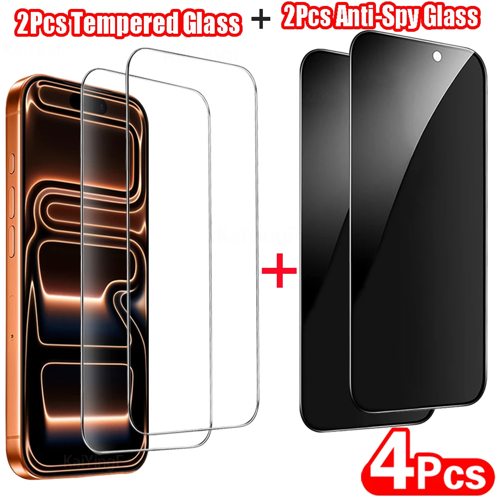 Premium 4-Pack HD Anti-Spy Screen Protector Tempered Glass Film