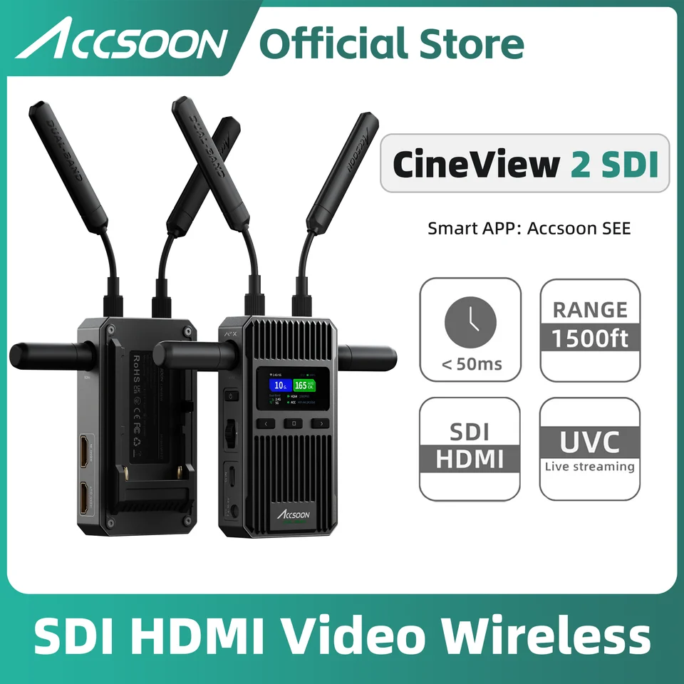 Accsoon CineView 2 SDI HDMI SDI ワイヤレスビデオ伝送システム、範囲