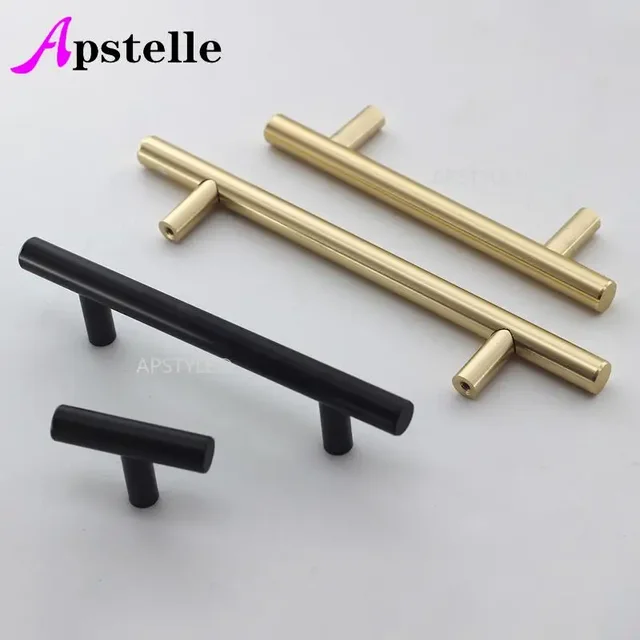 Apstelle สีดํา Golden ตู้จับแปรงสแตนเลสสตีลตู้ประตู KNOB เฟอร์นิเจอร์ลิ้นชักดึงบาร์ Handle 4