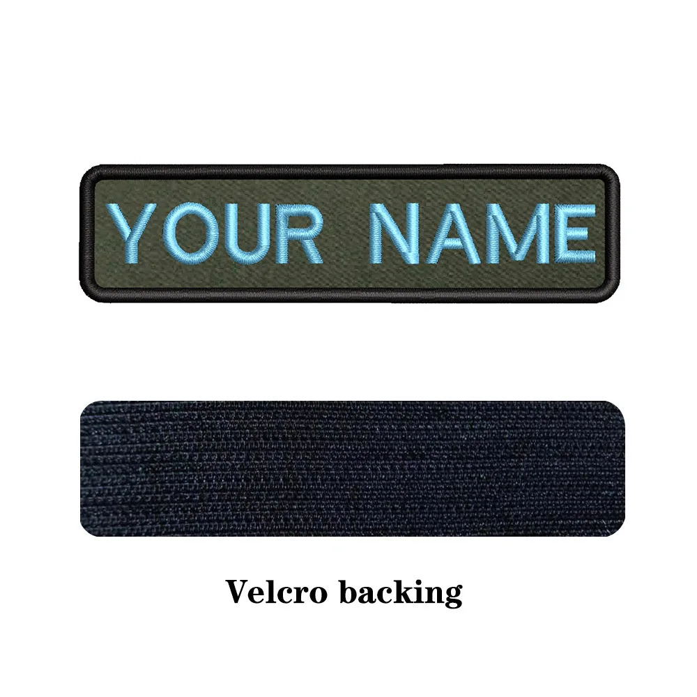 10X2.5cm Army Green background Embroidery Custom Name Text Patch Stripes badge Iron On Or Velcros Backing Patches For Clothes 