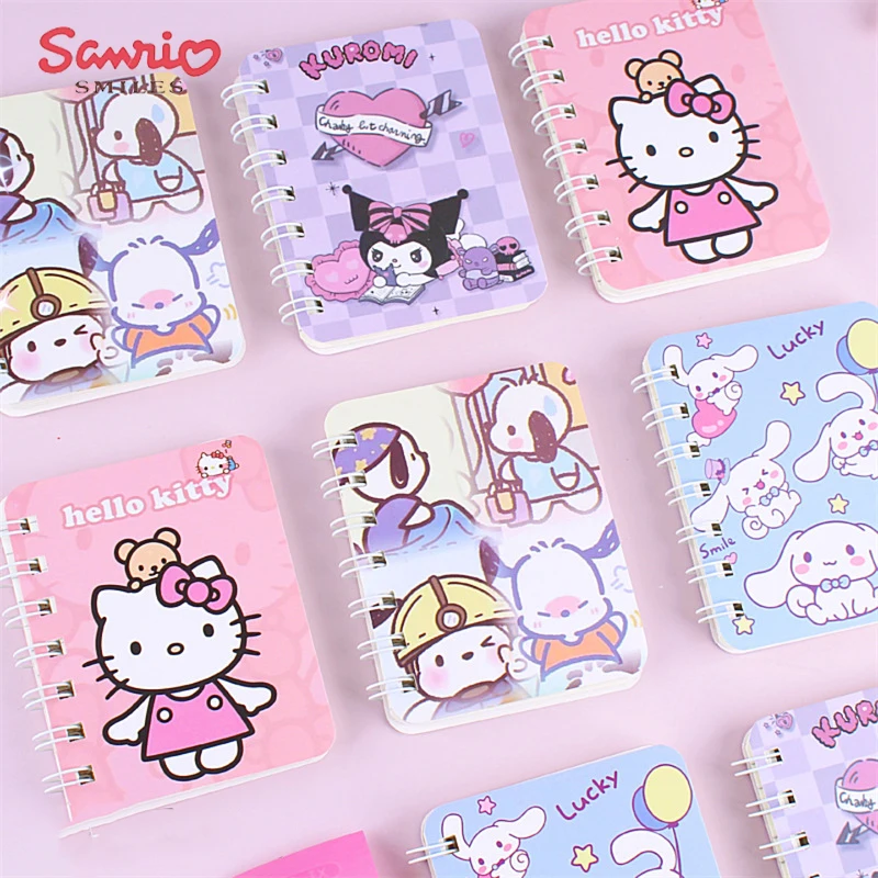 

Kawaii Sanrio Random 4Pcs Coil Notebook Hello Kittys My Melody Cinnamoroll Anime Cute Portable Pocket Book Students Stationery