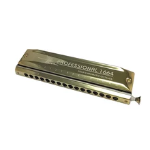 

Swan Chromatic Harmonica 16 Holes 64 Tones Mouth Organ Key Of C Professional Harp Musical Instruments SW1664 Silver Golden Color