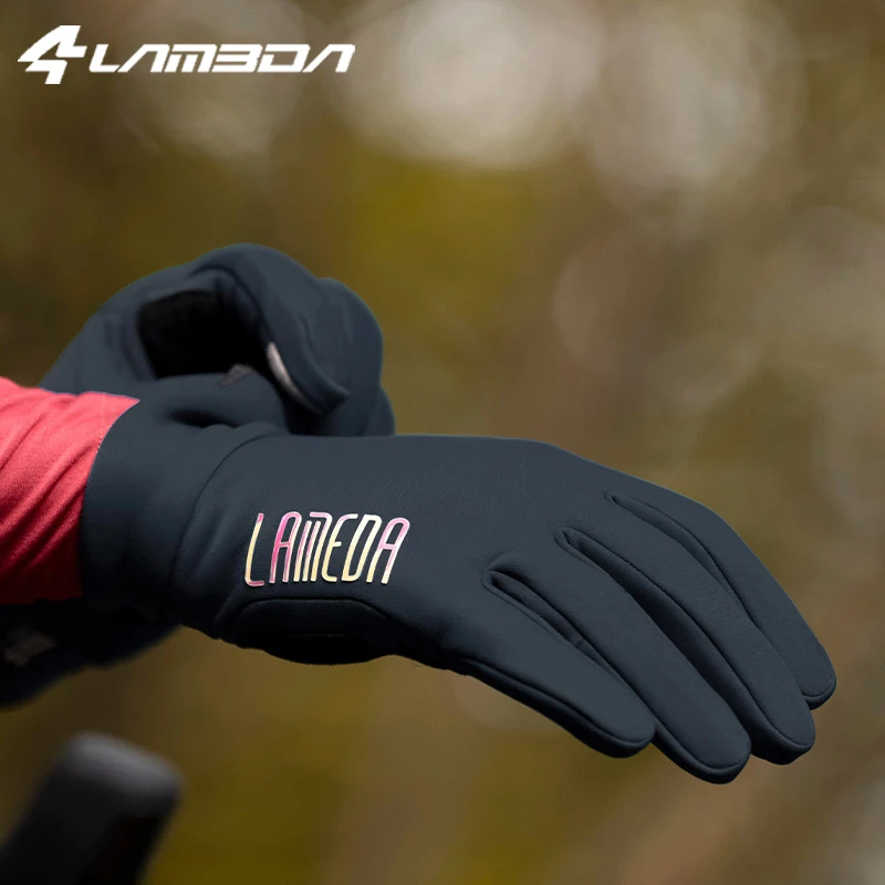 LAMEDA Winter Cycling Gloves Windproof Warm Men's Touch Screen Cycling Gloves Full Finger Mountain Road Bike Cycling Equipment 2