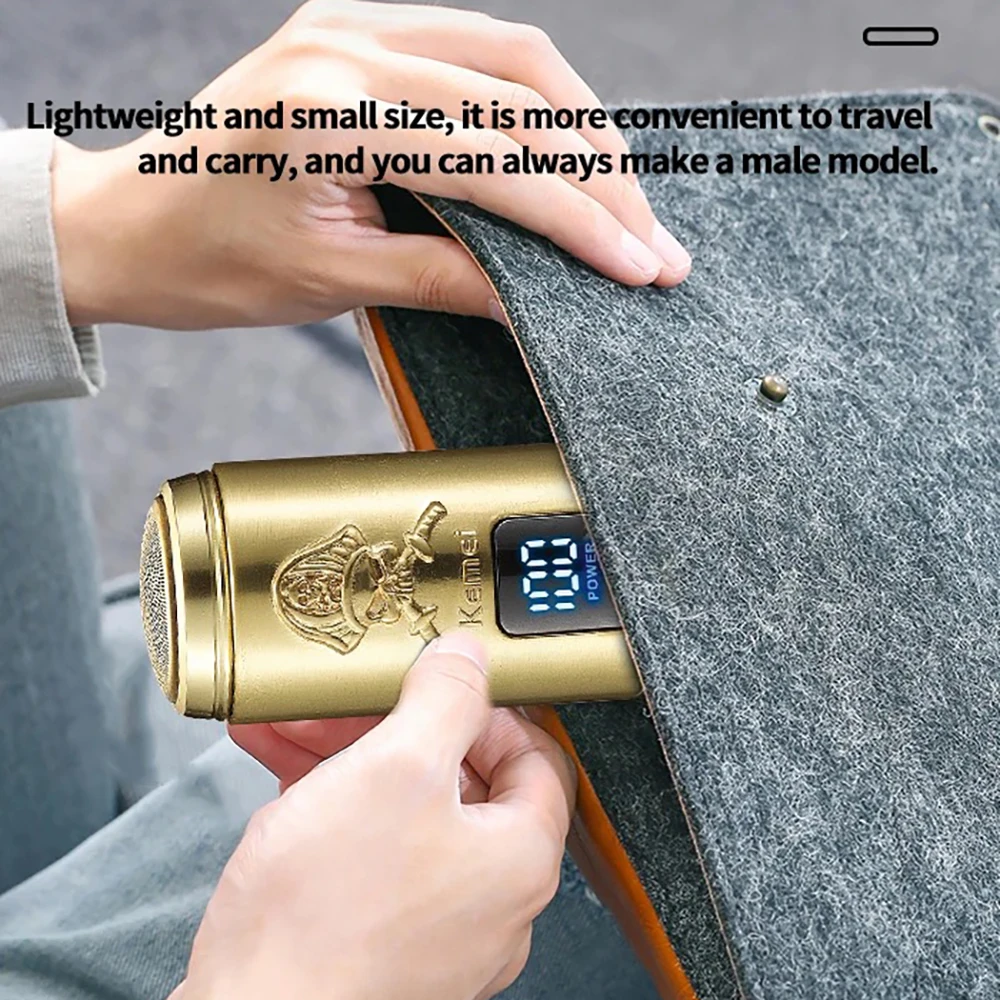 Kemei Professional Mini Electric Shavers Travel Portable Electric Razor Men USB-C Rechargeable Cordless Compact Shave for Home 3