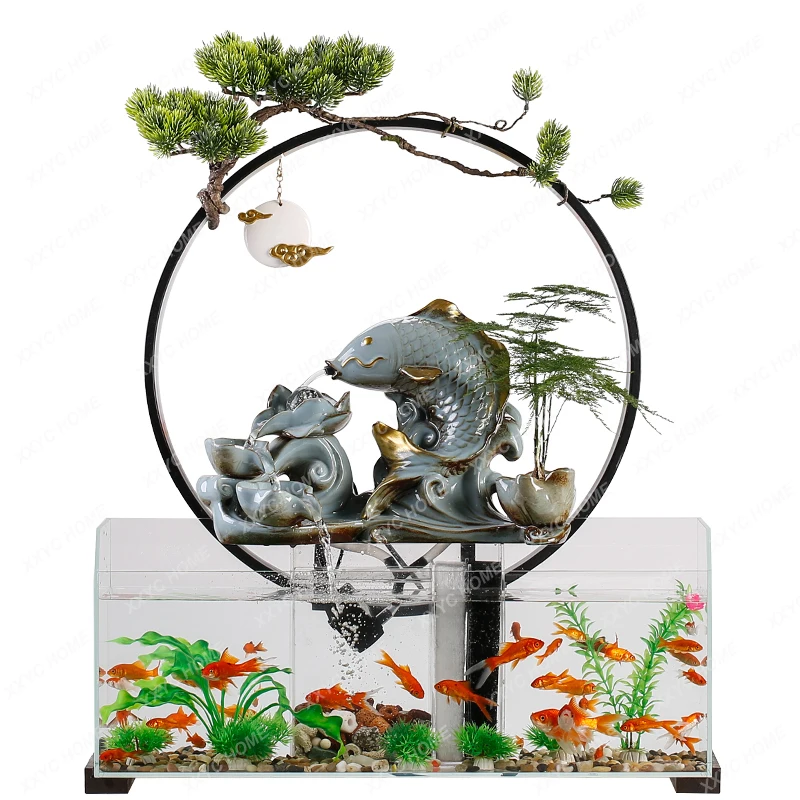 

Super White Glass Fish Globe Creative Household Living Room Desktop Change Water Ecological Small Aquarium