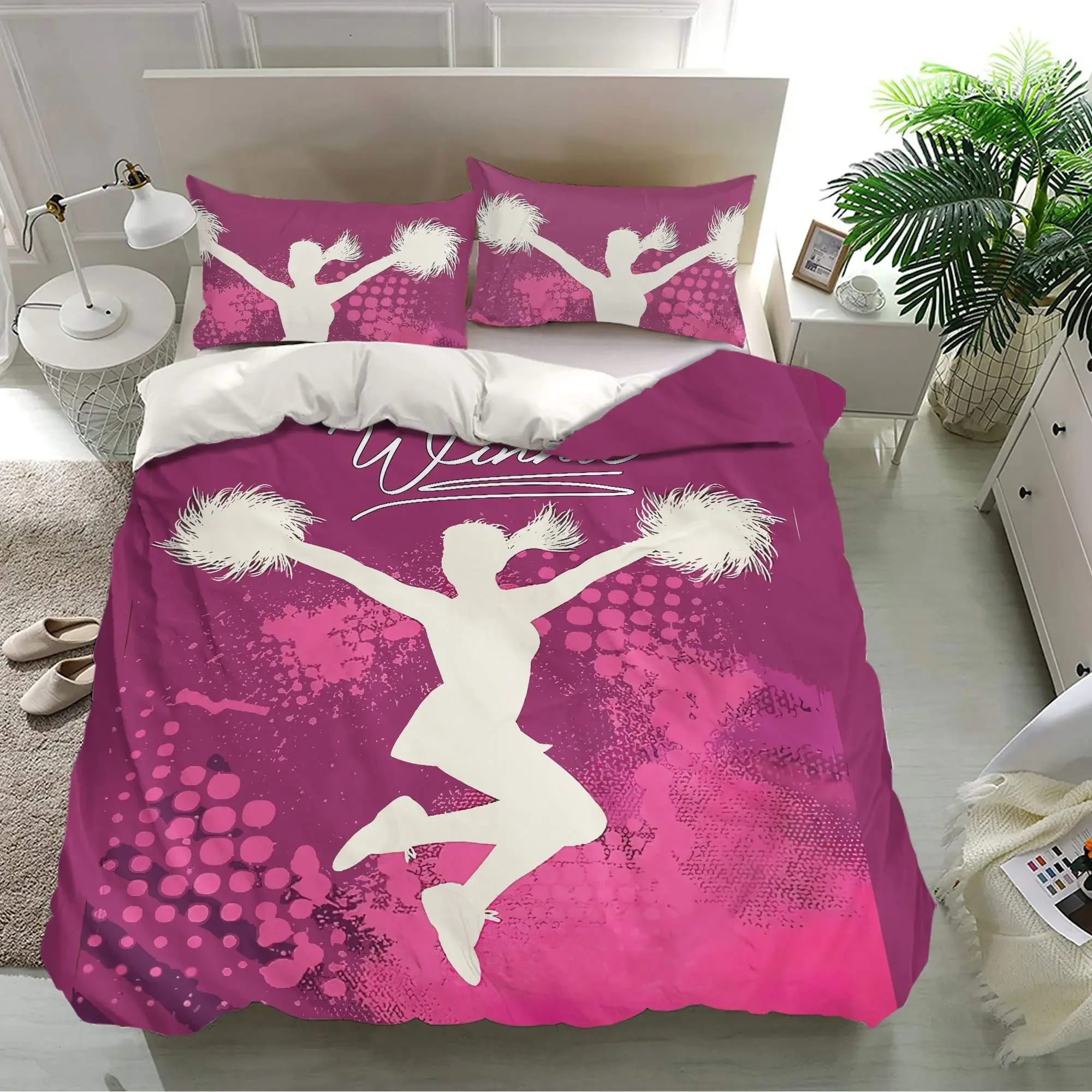 Love Gymnastics Bedding Duvet Cover Set Full Size Ballet Bedding Set Girls Daughter Kids Dance Lovers Comforter Cover Set