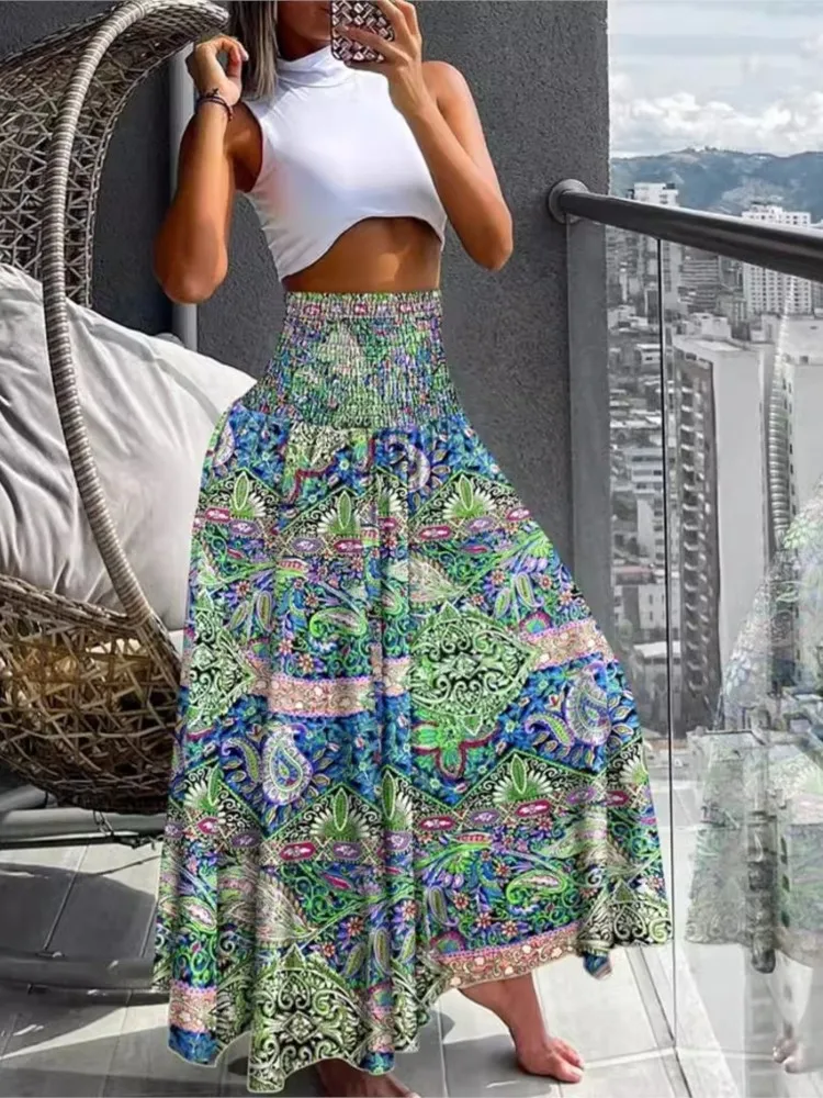 Bohemian Skirt Sizes Fashion Floral Skirt Women Summer High Waist