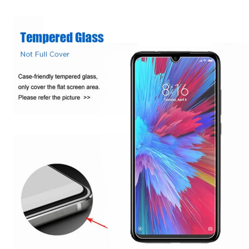 2Pcs HD Hardness Tempered Glass for Redmi Note 8T 8 7 6 5 Pro Screen Protector for Redmi Note 5A Prime 4X 4 Front Glass