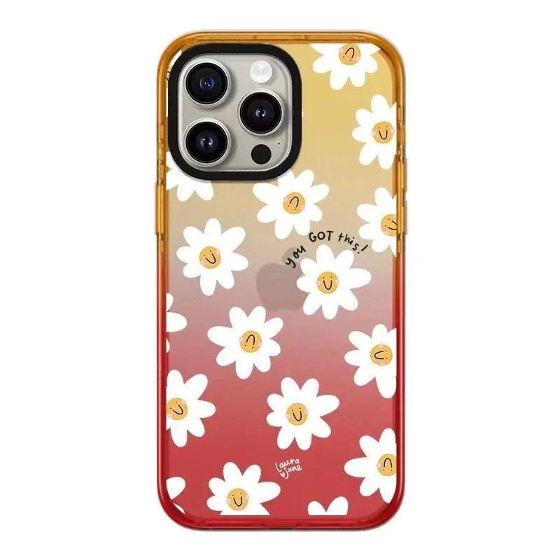 동물 만화 복숭아 그라데이션 테두리 2.0 아크릴 보호 케이스, 아이폰 11, 12, 13, 15, 14 프로 맥스, 아이폰 15 프로 맥스에 적합 