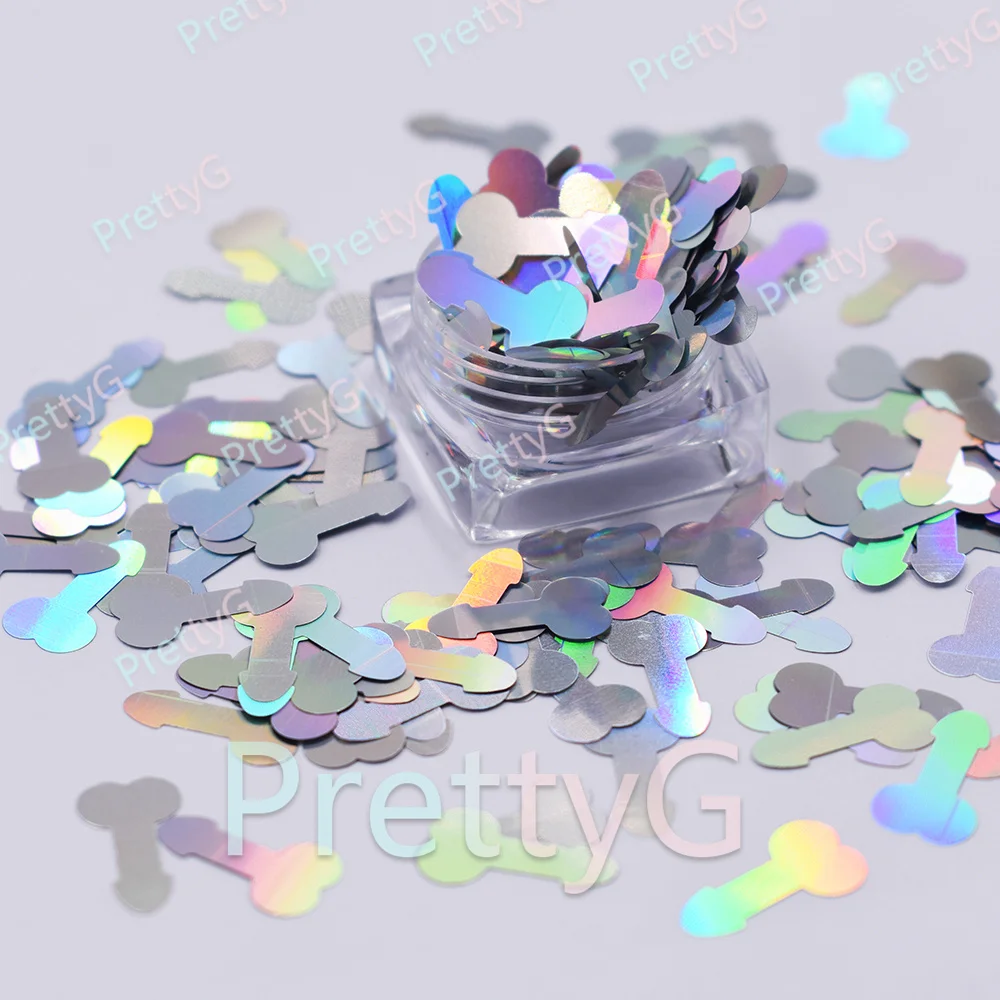 Nail Glitter Nail Decoration Body Glitter PrettyG 1 Box 8mm Small Man Penis Dicks Shape Glitter Sequins Holographic Glitter for Resin DIY Making Body Art Craft Decoration