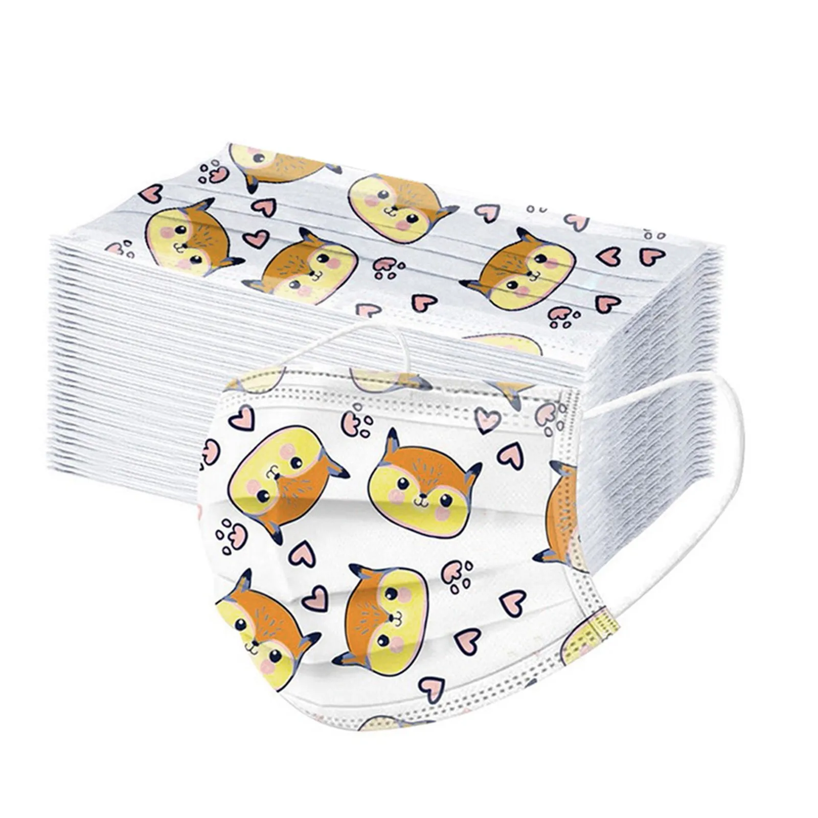 50pc Children Disposable Print Face Mask Industrial 3ply Ear Loop Mascarilla Para Polvo Cubre Bocas Desechables Disposable Mouth 2