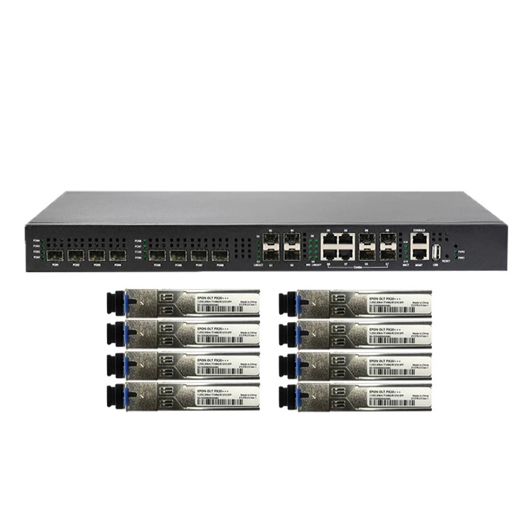 Ftth 8pon epon olt, 모든 브랜드 ftth onu 8 포트 epon olt, PON SFP 모듈 없음, 1AC 단일 전원