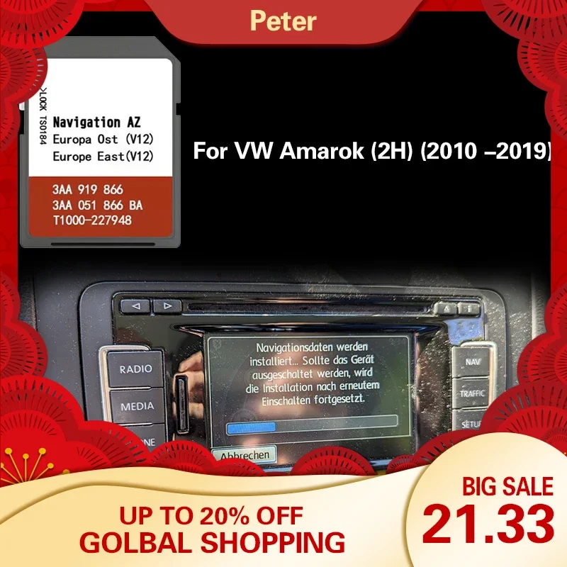 Mappa Naving Sd Per Vw Amarok (2H) (2010 -2019) Ungheria Polonia Romania Sat Nav Az V12 Ost