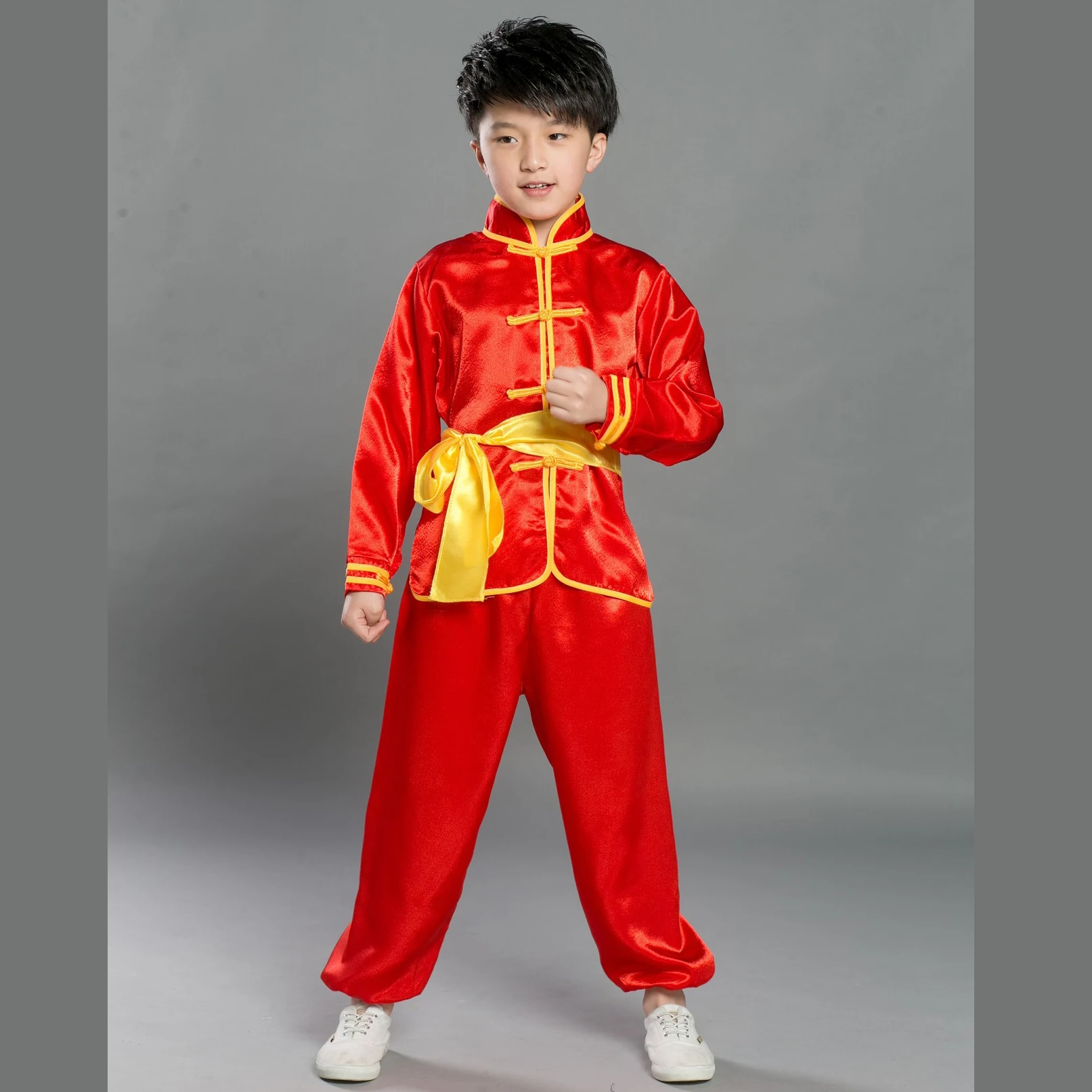 Child Boys Girls Shirt & Pants Kongfu Performance Uniforms Chinese Traditional Wushu Costume Stage Performance Clothes