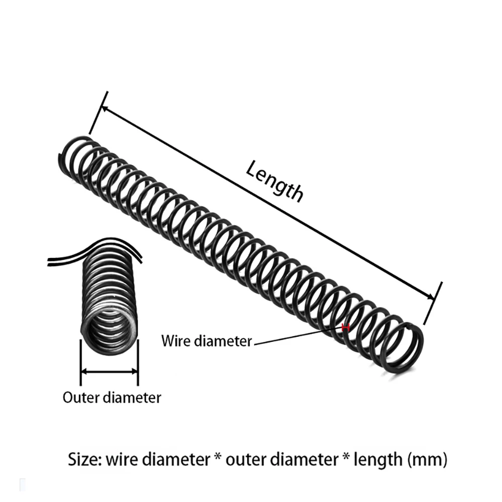 Stainless Steel Spring Wire Compression Spring Y-type Compression Spring 65 Manganese Steel Pressure Spring Wire Diameter 0.3/0.4/0.5-1.8mm Length 305mm