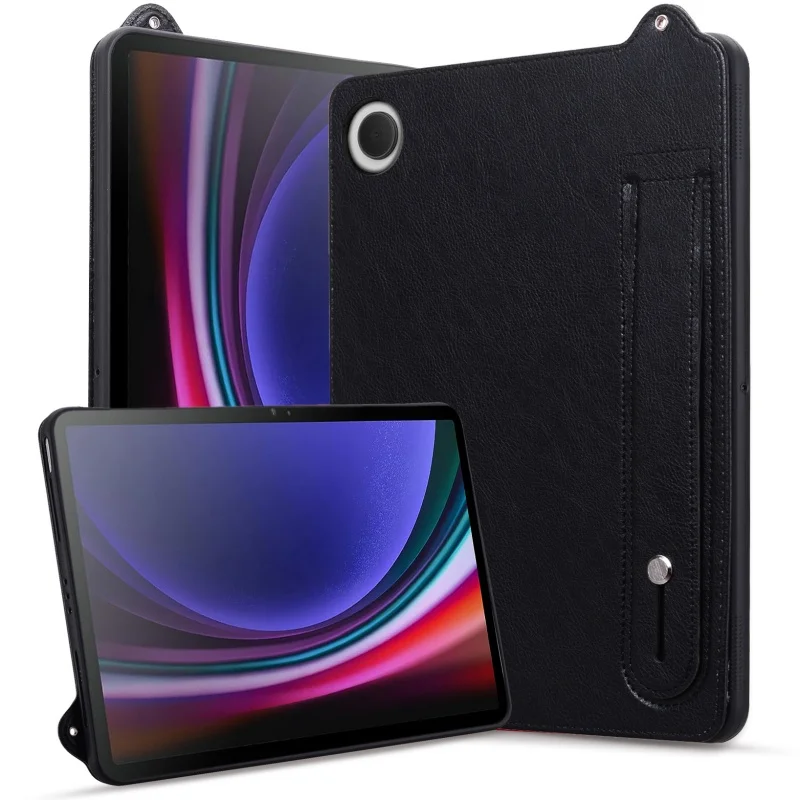 Enhanced PU Leather Soft TPU Stand Case with Hand Holder