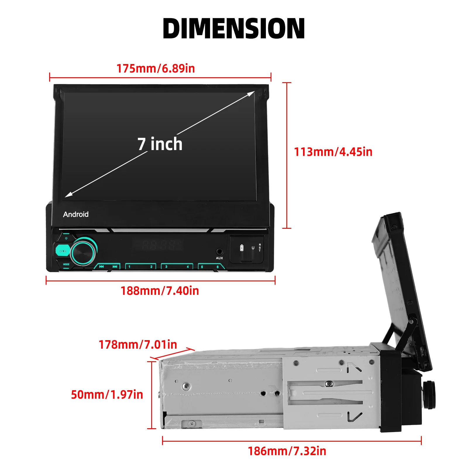 ESSGOO Android 15 Car Radio Retractable Screen Carplay 1Din Car Multimedia Player GPS Navigation Autoradio WIFI Auto Bluetooth