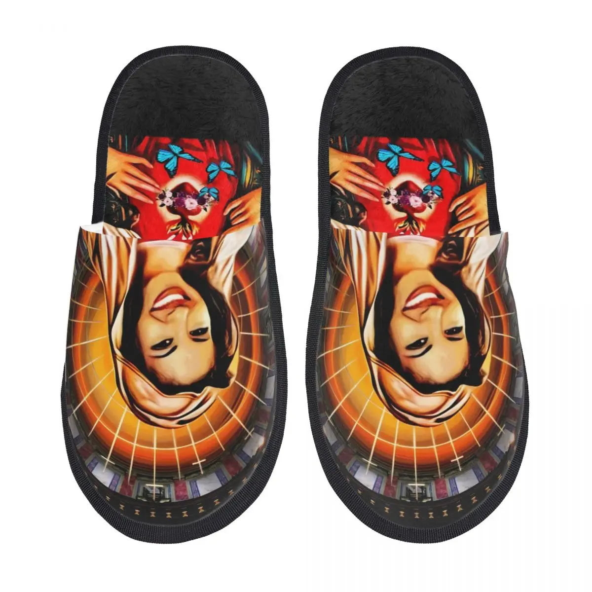

Vintage Our Lady Selena Furry Slippers Non-slip Tejano Music Cozy Household Cotton Fur Slippers Slides Indoor
