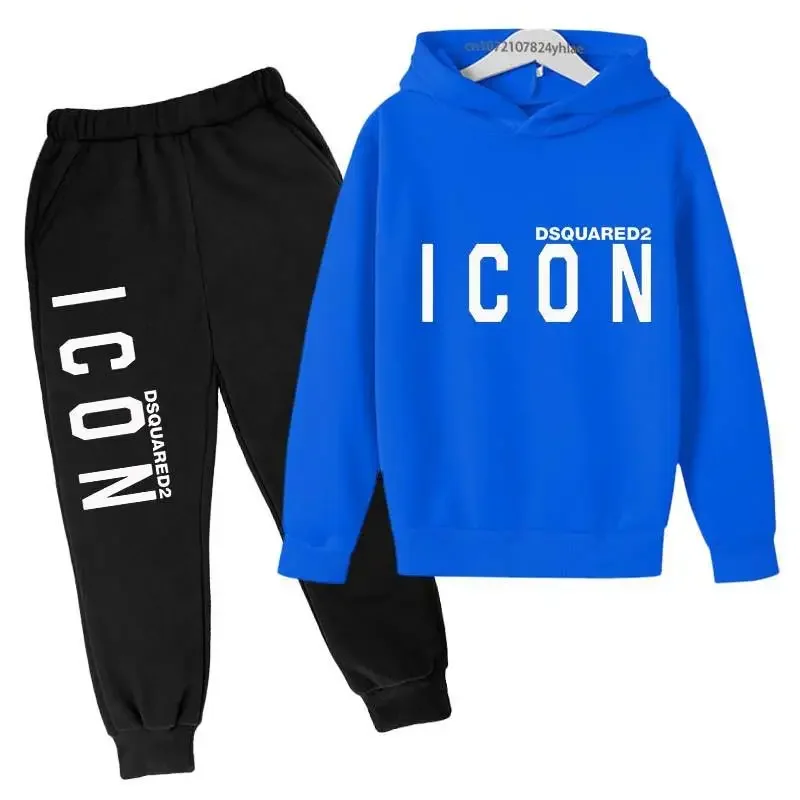 thumbnail image 1 of Conjuntos de ropa de moda para niños y niñas de 2 a 13 años, sudadera con capucha y pantalones de manga larga con estampado de letras, informal, para primavera y otoño, 1 of 5