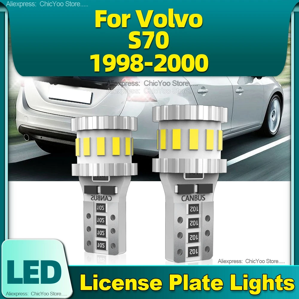

2Pcs T10 W5W LED License Plate Light 12V 6000K White Super Bright Plug-N-Play 1000LM CSP Chips For Volvo S70 1998 1999 2000