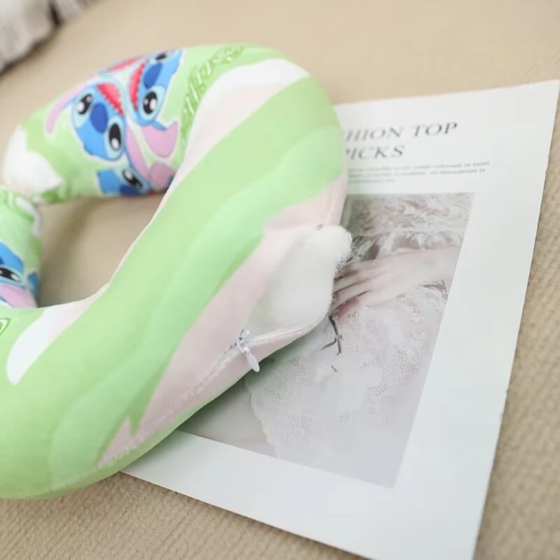 Lovely Lilo & Stitch U-shaped Neck Pillow Cute Stuffed Anime Stitch Angel Travel Pillow Cartoon Printed Nap Pillow Washable 5