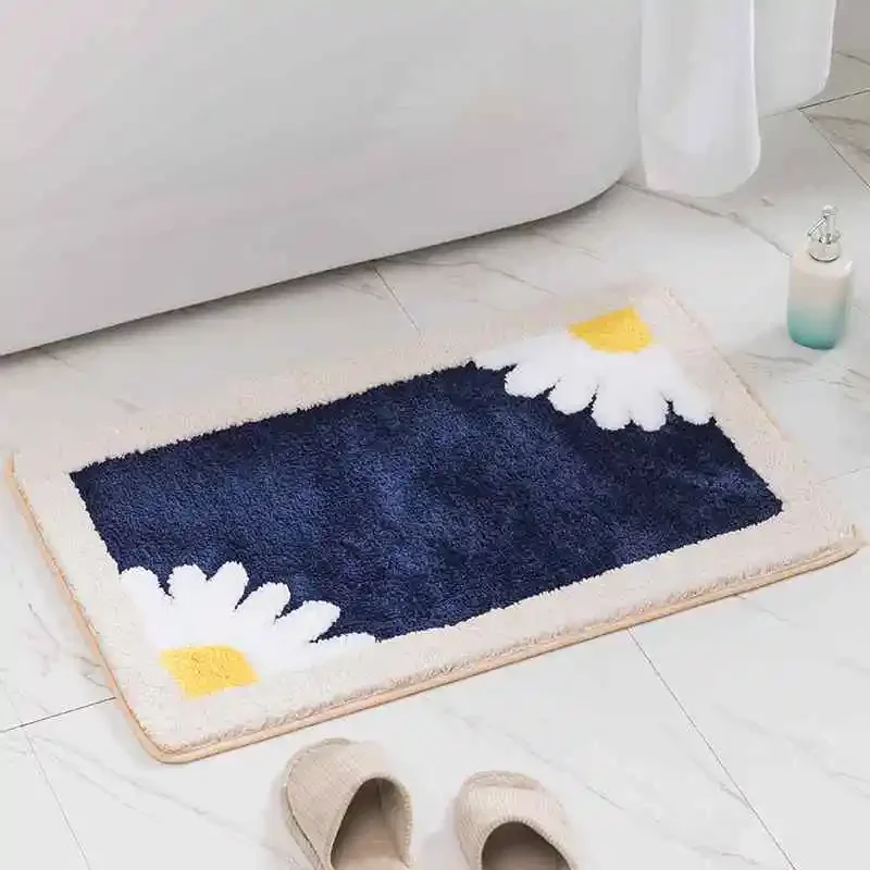 

2023 New bathroom entrance cartoon daisy carpet floor mat, bathroom anti-skid mat, bedroom absorbent cartoon foot mat GREY