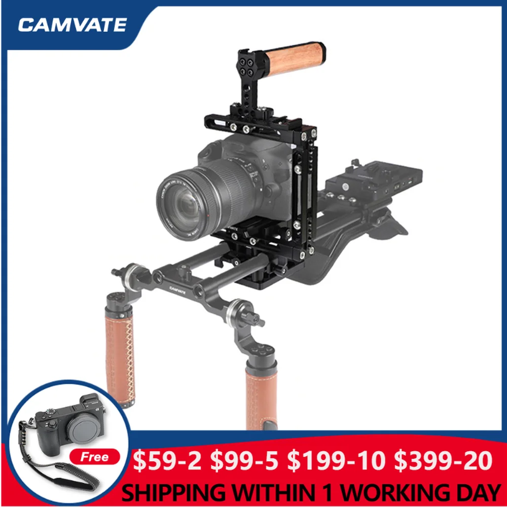 Камера CAMVATE Rig для Canon 60D 70D 80D 90D 5DSR 5DS Nikon D3200 D3300 D5200 DF D610 Sony a58 A99 a7 a7II GH5/GH4/GH3/GH2 |
