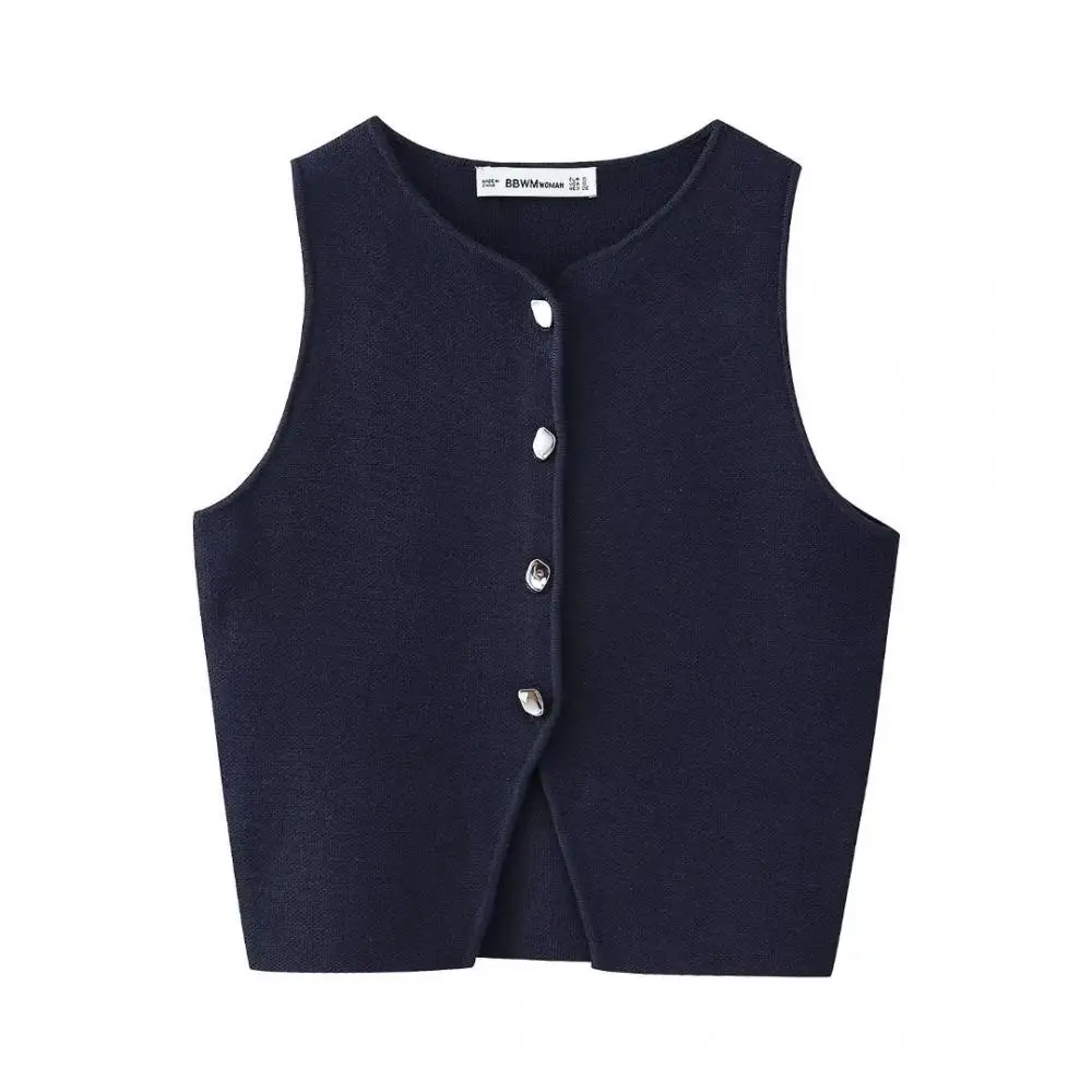 

Women Casual Sleeveless Knitting Vest Spring Classic Style V Neck Button Cardigan Knitting Soft Slim Fit Breathable Cardigan
