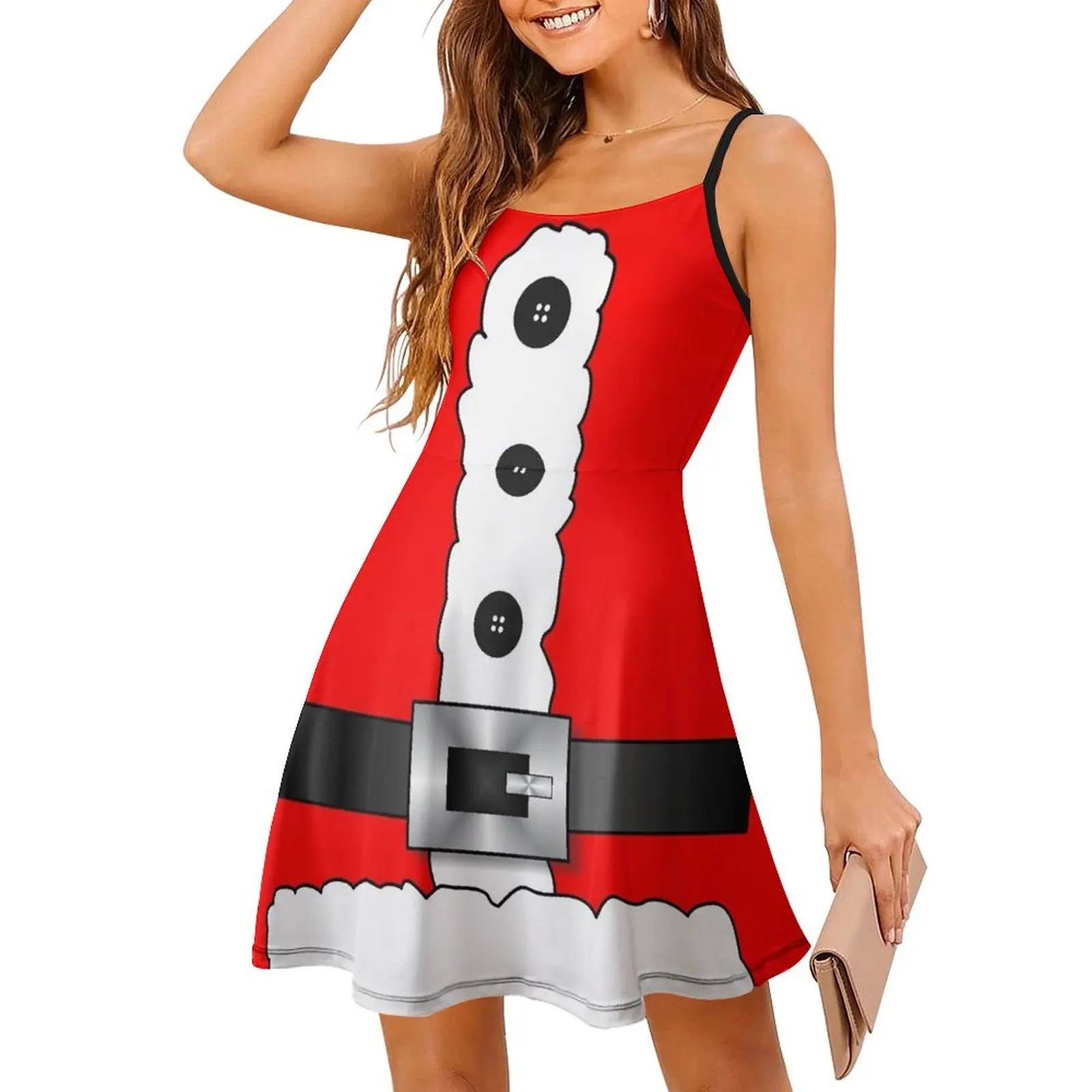 

ugliest ugly holiday sweater merry christmas red santa claus Sling Dress loose summer dress