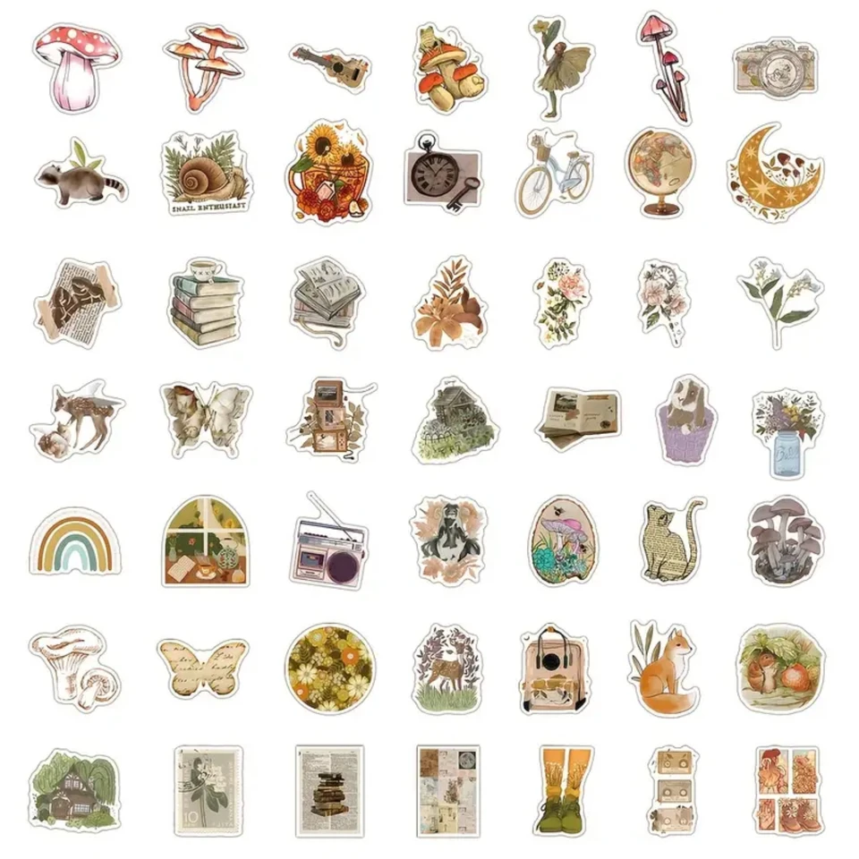 200 Vintage Aesthetic Scrapbooking Stickers Kit