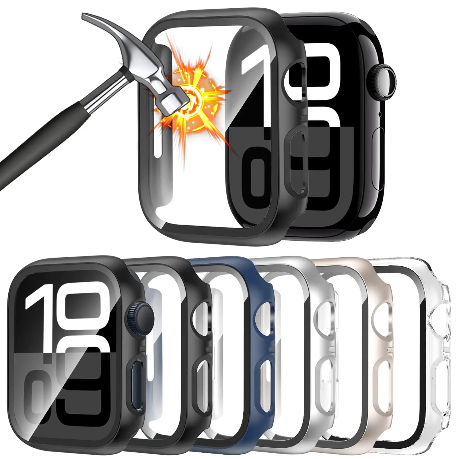 Premium Screen Protector and Case for Apple Watch with Glass Cover